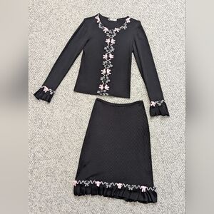 Women's (Size Small) 2-Piece Skirt Set with Bows, Rosettes and Ruffles